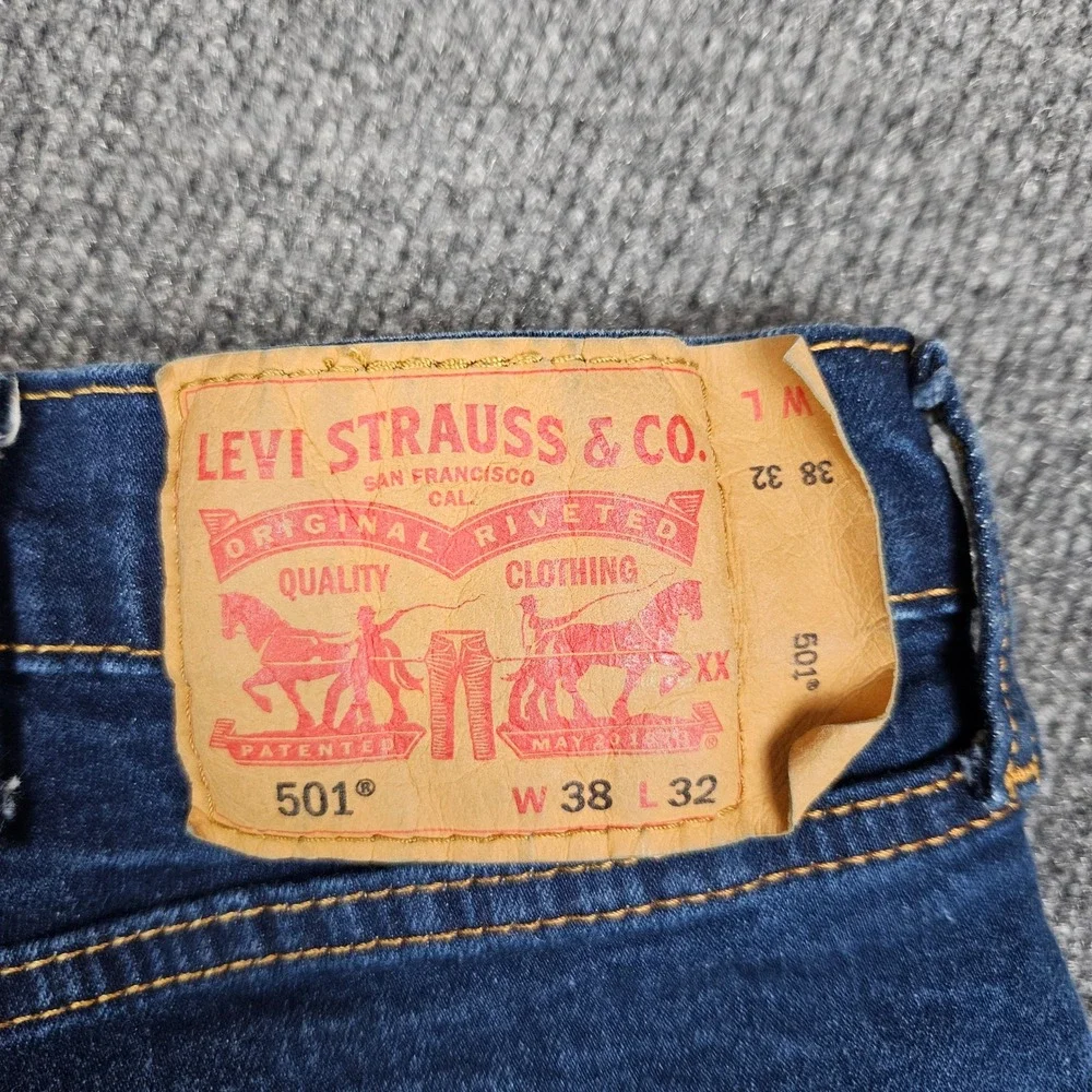Levis 501‎ Jeans Men's 38x32(30) Straight Leg Dark Wash Stretch Denim Button Fly
